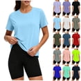 thumbnail image 1 of Horkkom Workout Tops for Women Summer Solid Color Crew Neck Short Sleeve Tops Outdoor Hiking Sun Shirt XXL, 1 of 10