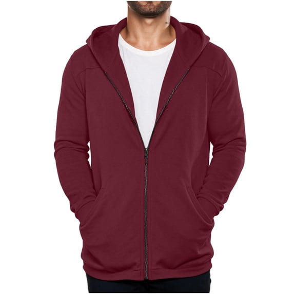 Horkkom Zip Up Hoodie Men Fall Outfits Plain Workout Hoodie Thin Casual Sweatshirt with Pockets L