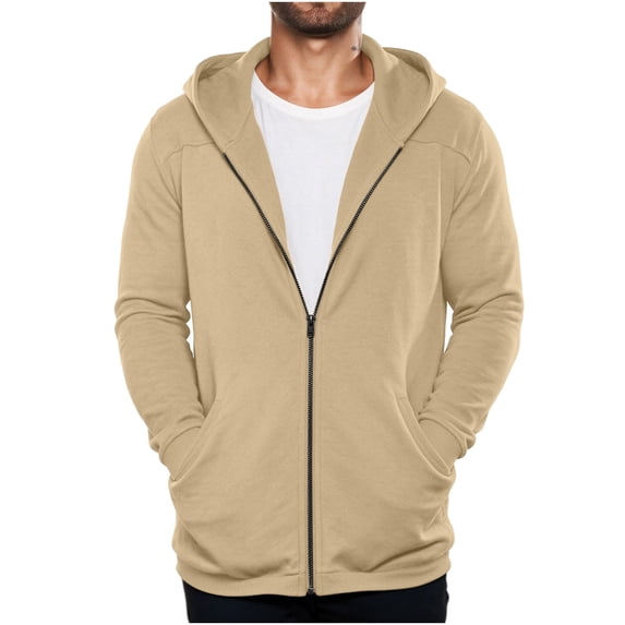 Horkkom Zip Up Hoodie Men Fall Outfits Plain Workout Hoodie Thin Casual Sweatshirt with Pockets XL