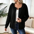 thumbnail image 1 of Horkkom Zip Up Hoodie Women Drawstring Long Sleeve Solid Color Sweatshirt Hooded Casual Crewneck Sweatshirt, S-2XL, 1 of 7