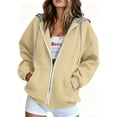 thumbnail image 1 of Horkkom Zip Up Hoodie Women Long Sleeve Drawstring Solid Color Sweatshirt Winter Comfy Casual Hooded Sweatshirt with Pockets, S-2XL, 1 of 8