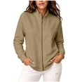thumbnail image 1 of Horkkom Zip Up Jackets for Women Solid Color Long Sleeve Oversized Sweatshirt Comfy Cozy Casual Jackets, M-4XL, 1 of 5