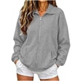 thumbnail image 1 of Horkkom Zip Up Sweatshirts for Women Solid Color Lightweight Sweatshirts Casual Basic Jackets with Pockets S, 1 of 4
