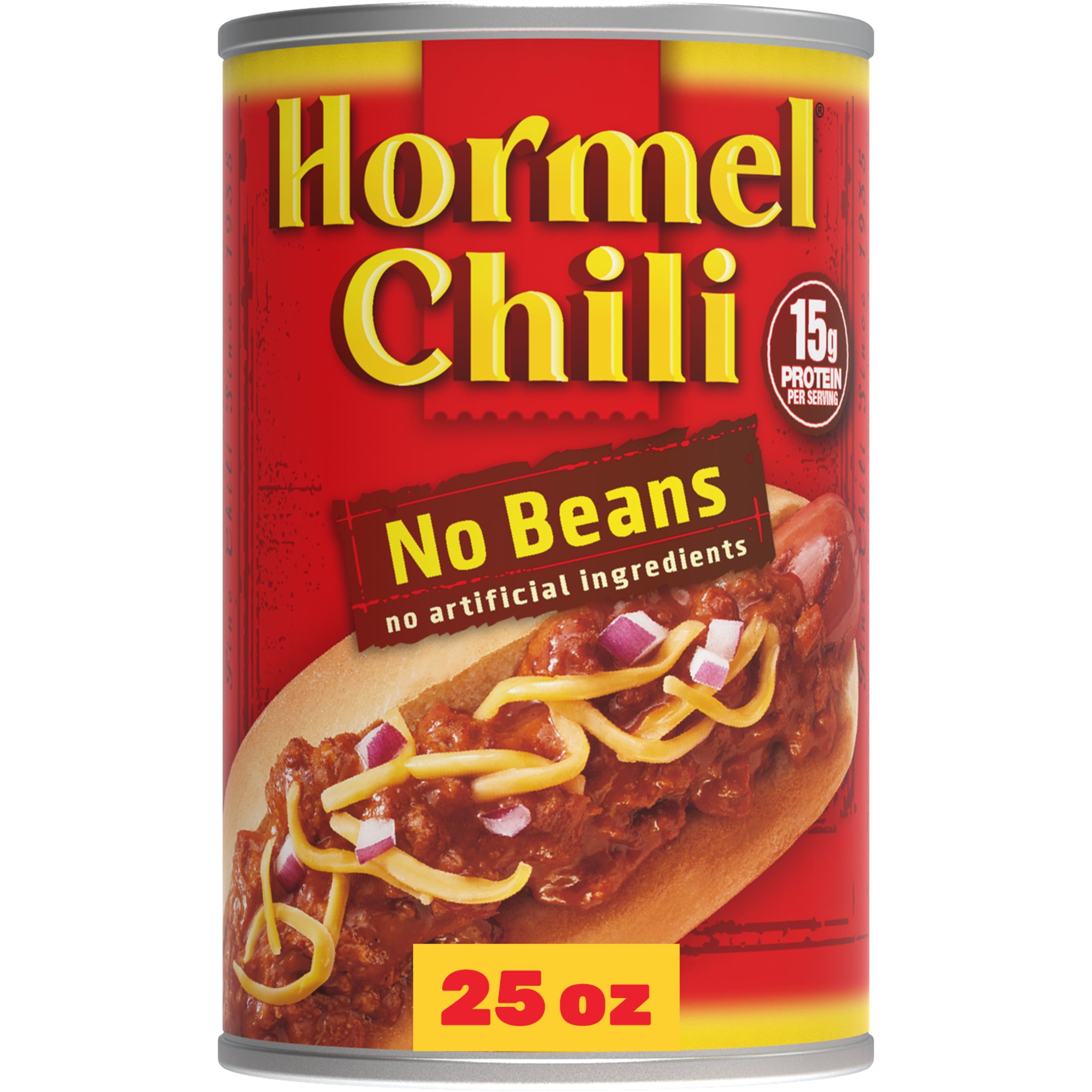 HORMEL Chili, No Beans, No Artificial Ingredients, Steel Can 25 oz