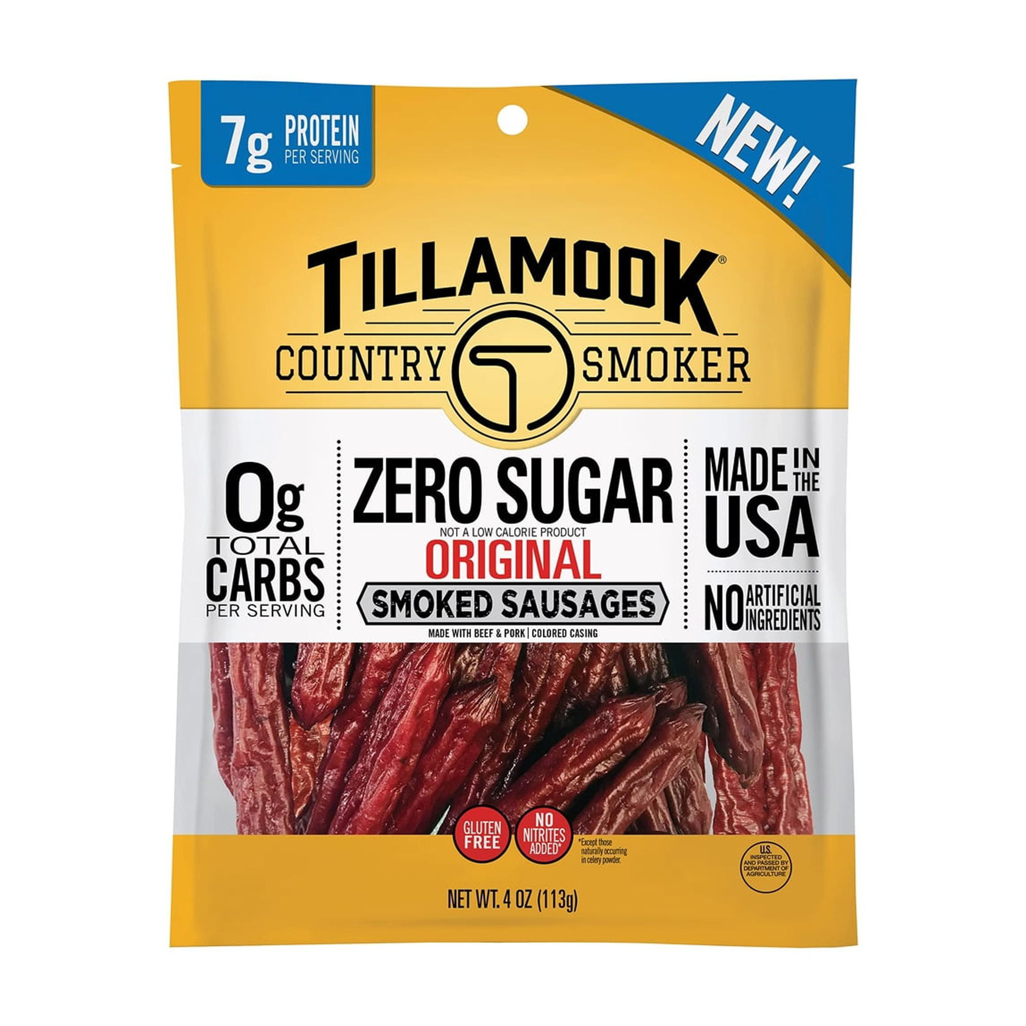 Tillamook Country Smoker Zero Sugar Original Smoked Sausages 4 oz (Pack of 16)