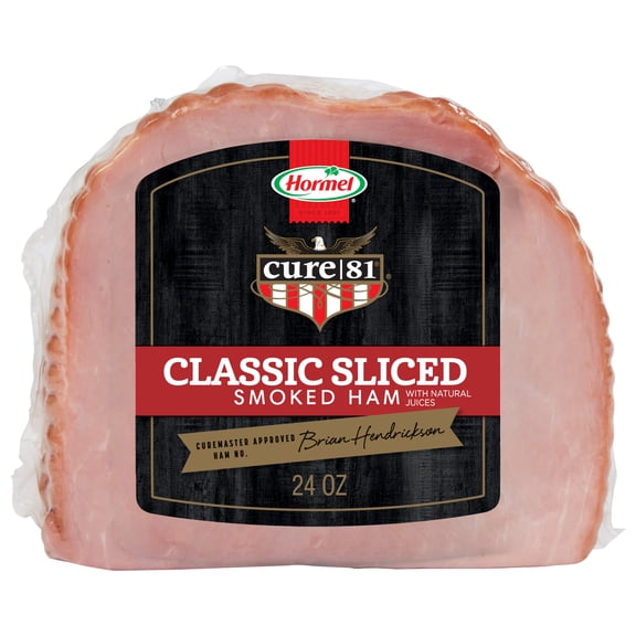 Hormel Cure 81 Classic Smoked Boneless Quarter Ham, Natural Juice, Sliced, Fully Cooked, 1.5 Pounds, 14g of Protein per Serving