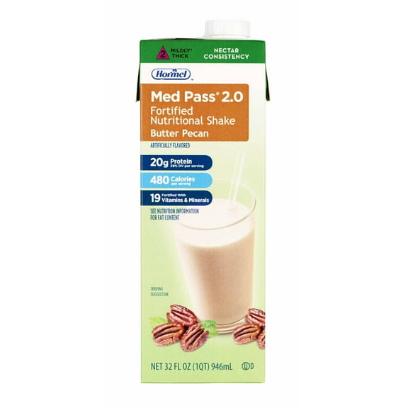 Hormel Med Pass 2.0 Oral Supplement Ready to Use Nutrition Drink Box, Butter Pecan Flavor, 32 oz, 1 Count