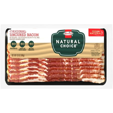product image of HORMEL NATURAL CHOICE Original Uncured Pork Bacon, Gluten Free, Refrigerated, 12 oz Plastic Package