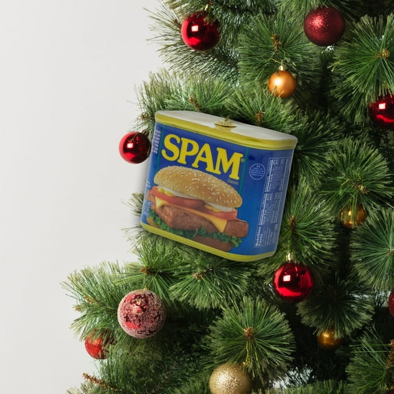 Hormel, Spam Decoupage Ornament, 4.5 inches Tall, Faux Food, Plastic, Blue, Novelty Ornament