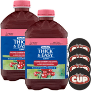 Hormel Thick & Easy Thickened Cranberry Cocktail Nectar, 46 fl oz (Pack of 2) with By The Cup Coasters