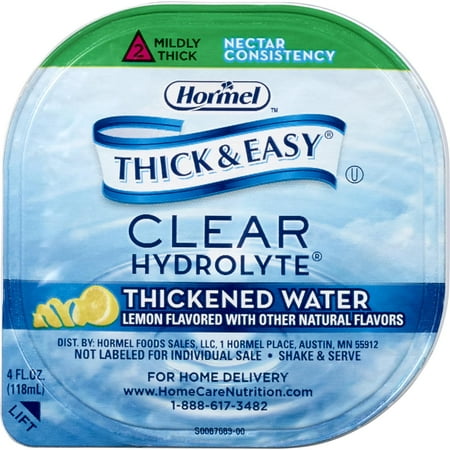 Hormel Thick & Easy Water, Lemon Flavored, Nectar Consistency, 4 oz. Cups, 24 Ct