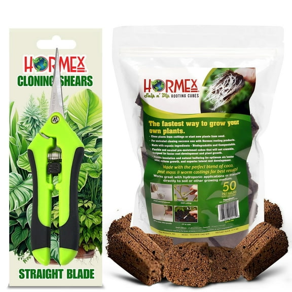 Hormex Plant Starter Rooting Cubes & Pruning Shears Combo  Garden Shear for Seed Starting (50 Pack)