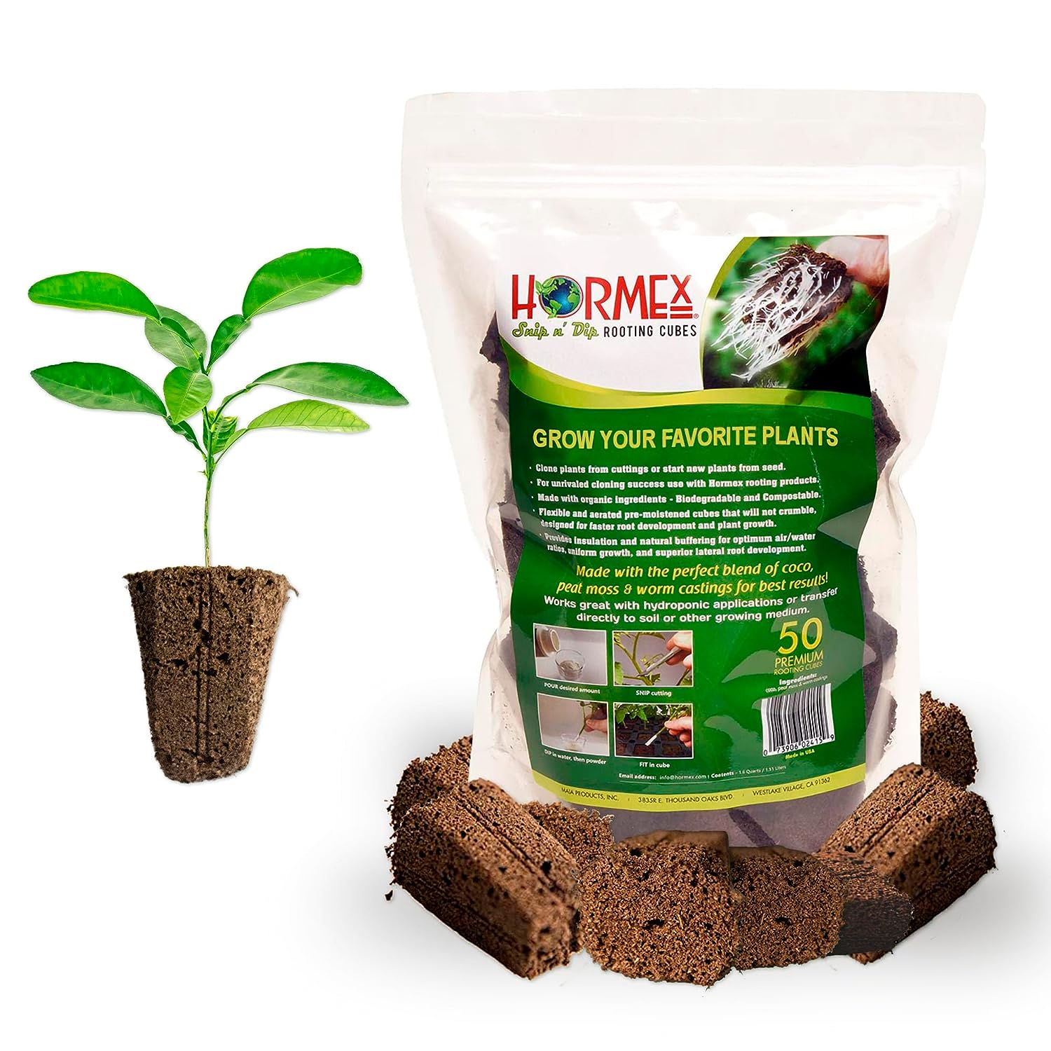 Hormex Rooting Cubes Hydroponic Clone & Seed Starter Peat Moss