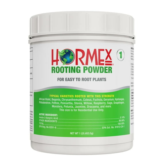 Hormex Rooting Powder #1 - Root Hormone & Stimulator for Softwood Plant Propagation, 0.1 IBA, 1 LB