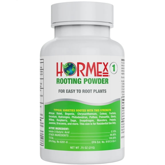 Hormex Rooting Hormone Powder #1 (0.10% IBA) for Delicate Houseplants, Succulents & Herbs - Gentle Root Stimulator for Softwood Plant Cuttings, Cloning, & Propagation