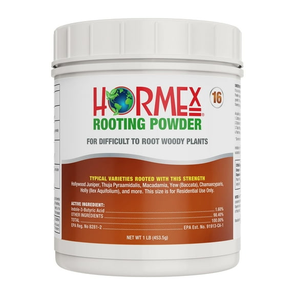 Hormex Rooting Powder #16 - Root Hormone & Stimulator for Difficult Hardwood Plant Cuttings , 1 LB