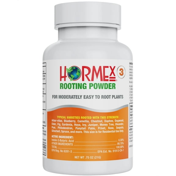 Hormex Rooting Hormone Powder #3 (0.30% IBA) for Common Houseplants, Flowers & Garden Varieties - Starter Strength Root Stimulator for Plant Cuttings, Cloning, & Propagation