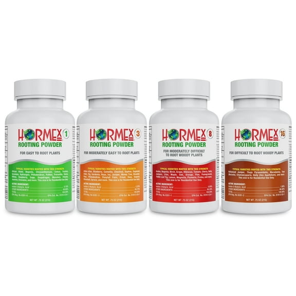 Hormex Rooting Powder #1, 3, 8, 16 - Root Hormone & Stimulator for Delicate to Hardwood Plant Cuttings