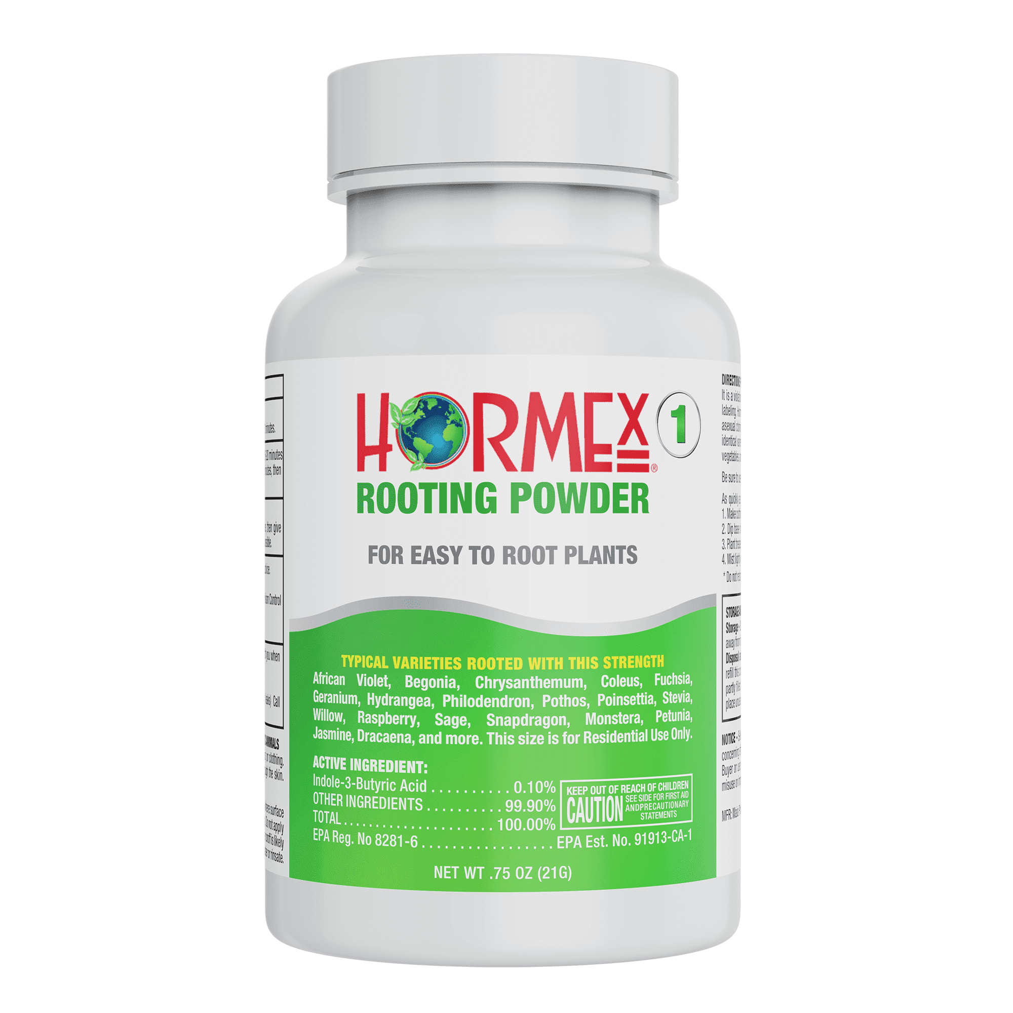 Hormex Rooting Powder #1 - for Easy to Root Plants - 0.1 IBA Rooting Hormone for Plant Cuttings - Fast & Effective - Free of Alcohol, Dye, Gel & Preservatives for Healthier Roots
