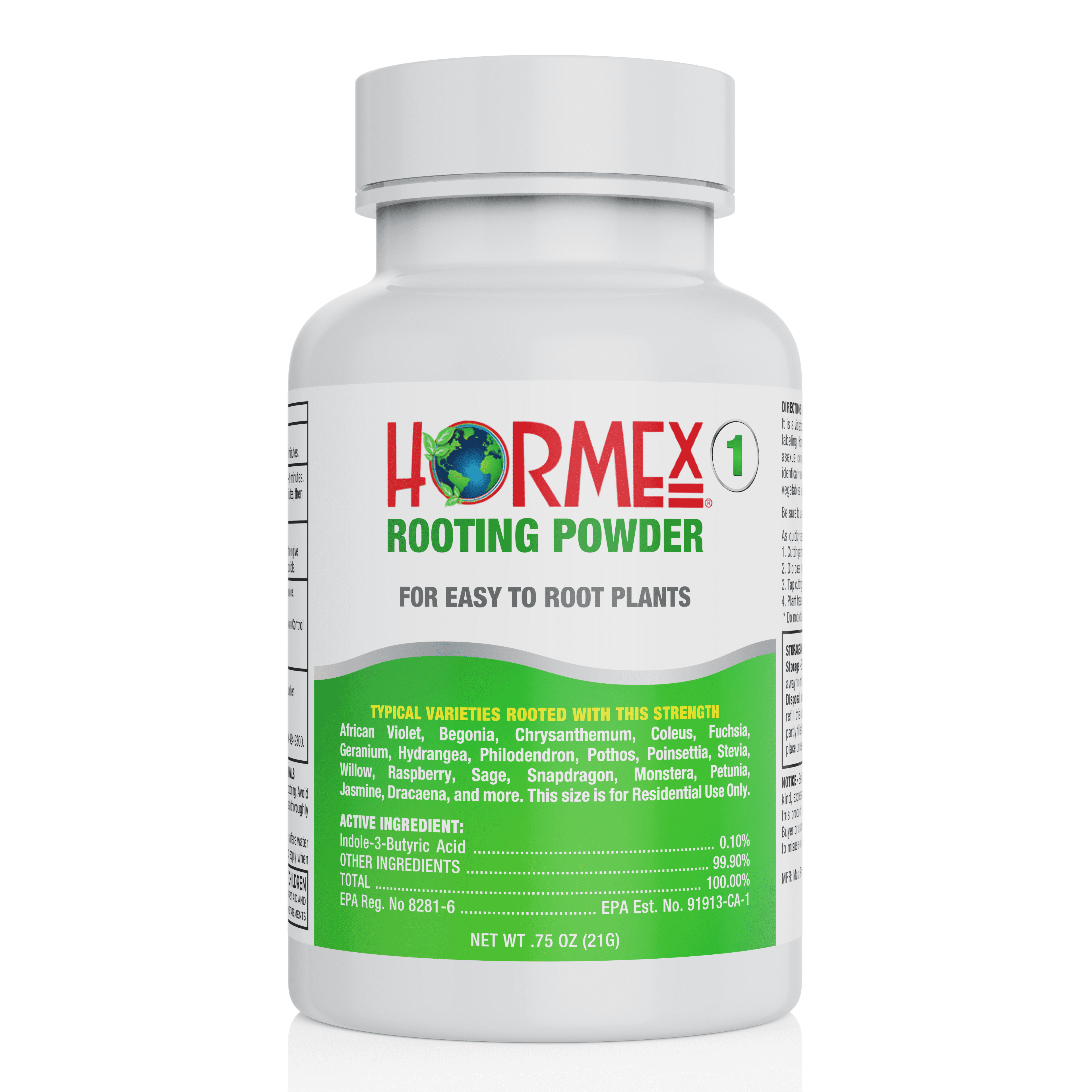 Hormex Rooting Hormone for Cuttings #1 - Rooting Powder for Softwood Plant Propagation - Fastest Way to Grow Healthy New Plants with Strong Roots Root Stimulator - 0.1 IBA, 21g