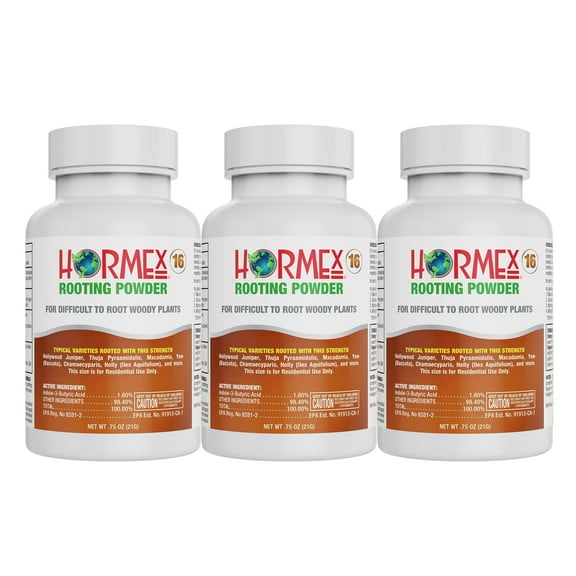 Hormex Rooting Powder #16 – Root Hormone & Stimulator for Difficult Hardwood Plant Cuttings (3 Pack)