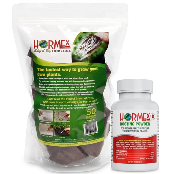 Hormex Rooting Powder #8 & Cubes Combo  Rooting Hormone for Semi-Hardwood Cuttings & Hydroponics