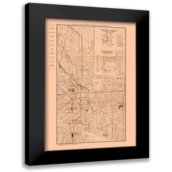 Horn 11x14 Black Modern Framed Museum Art Print Titled - Baltimore Maryland - Horn 1910
