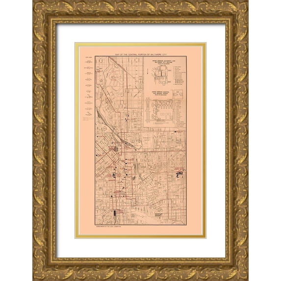 Horn 17x24 Gold Ornate Wood Framed with Double Matting Museum Art Print Titled - Baltimore Maryland - Horn 1910