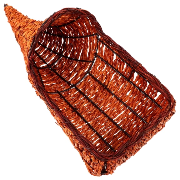 WHAMVOX Bamboo Ox Horn Shaped Storage Basket Brown For Vegetables Home Use 1Pcs 15.7X7.1X5.9In