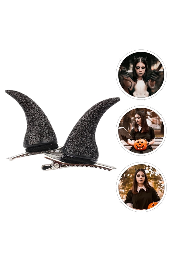 Horns Devil Hair Clips Cosplay Photography Sessions 4Pcs 1.8x1.8x0.8in