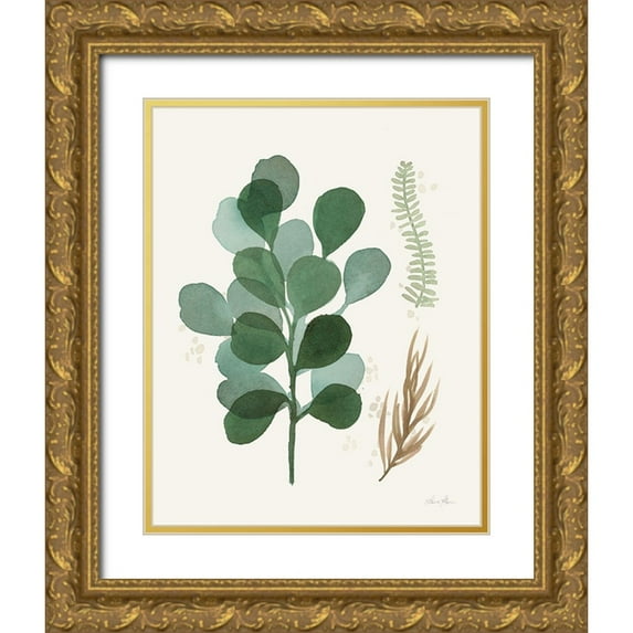 Horn, Laura 12x14 Gold Ornate Wood Framed with Double Matting Museum Art Print Titled - Leaf and Stem II