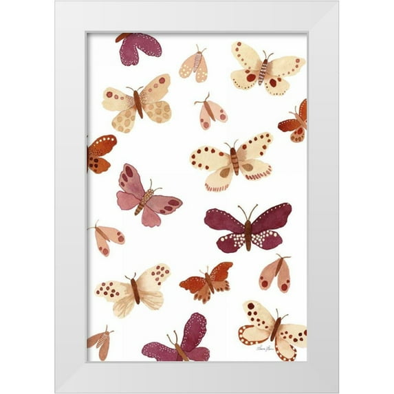 Horn, Laura 17x24 White Modern Wood Framed Museum Art Print Titled - Garden Dance Butterflies