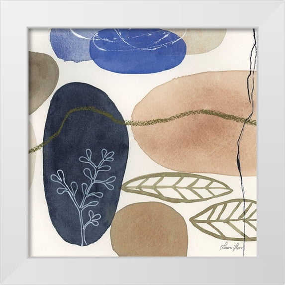 Horn, Laura 20x20 White Modern Wood Framed Museum Art Print Titled - Leaves and Stones II