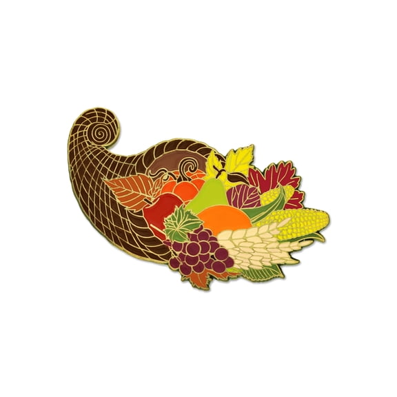 Horn Of Plenty Cornucopia Fall Enamel Brooch Lapel Pin