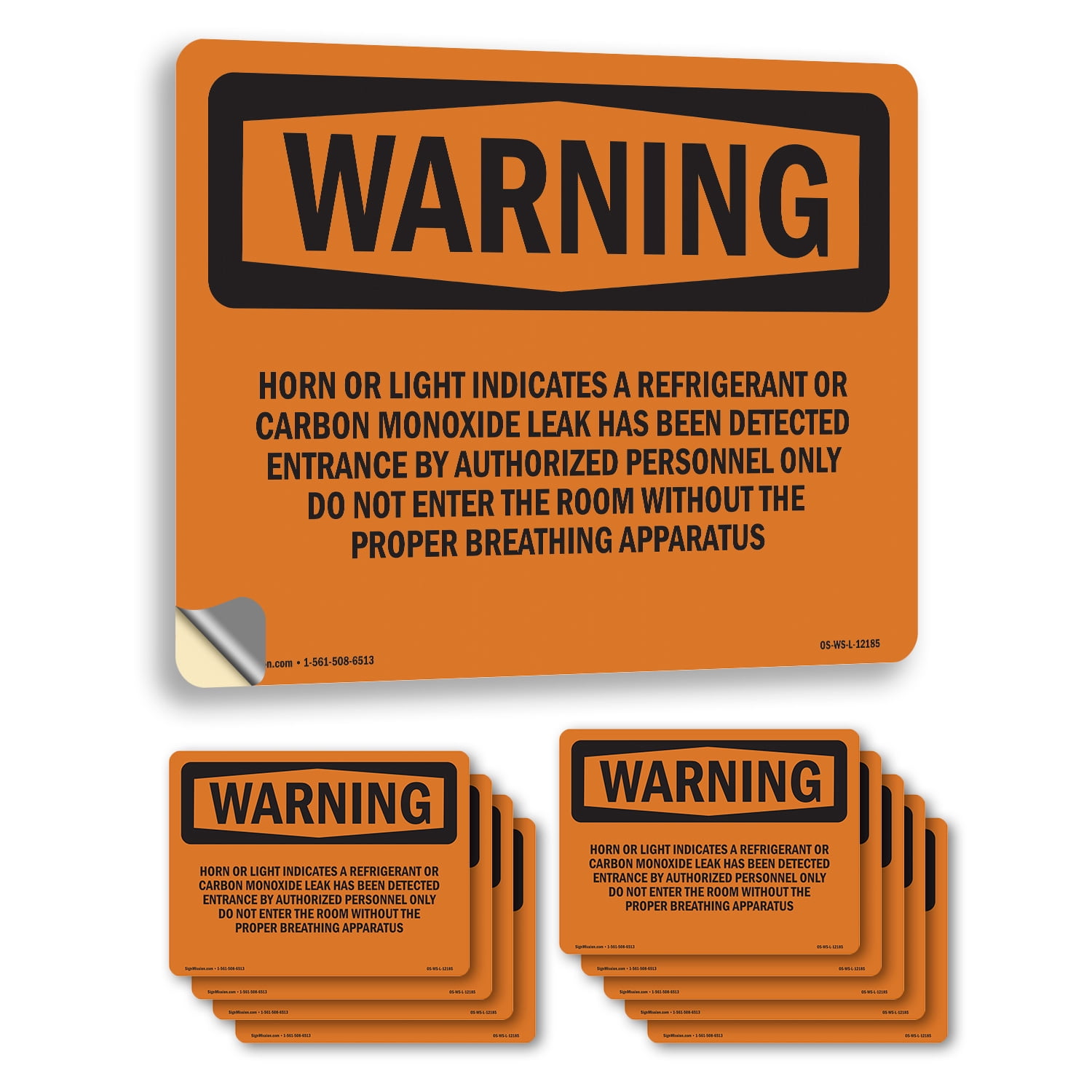 Warning Label Blower Horn Or Light Indicates A Refrigerant Or OSHA WARNING Vinyl Decal Label ...