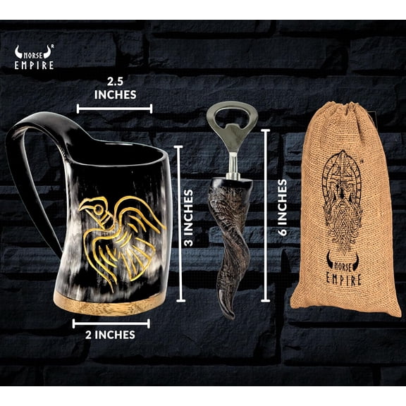 Horn Shot Mugs Set of 6 - 3oz Natural Ox Horn Tumblers