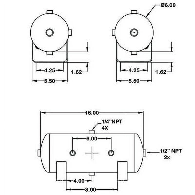 HornBlasters 2 Gallon 6 Port Air Tank with Fitting Kit TA206H841