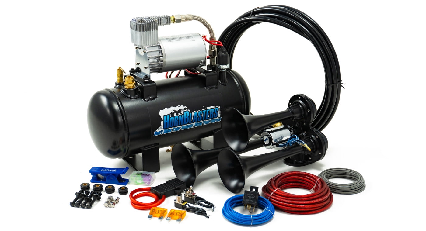 HornBlasters Stealth Black Jackass 127H Air Horn Kit 1.5 Gallon 120