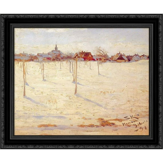 Hornbaek en invierno 23x20 Black Ornate Wood Framed Canvas Art by Kroyer, Peder Severin