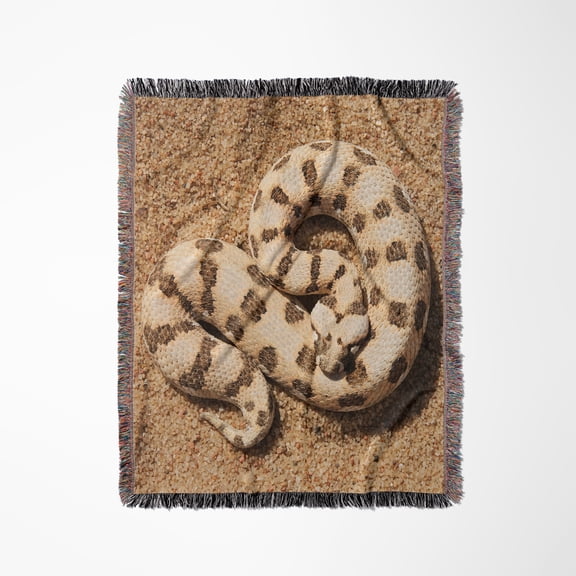 Horned Adder At The Living Desert Snake Park In Swakopmund, Namibia., Woven Blanket