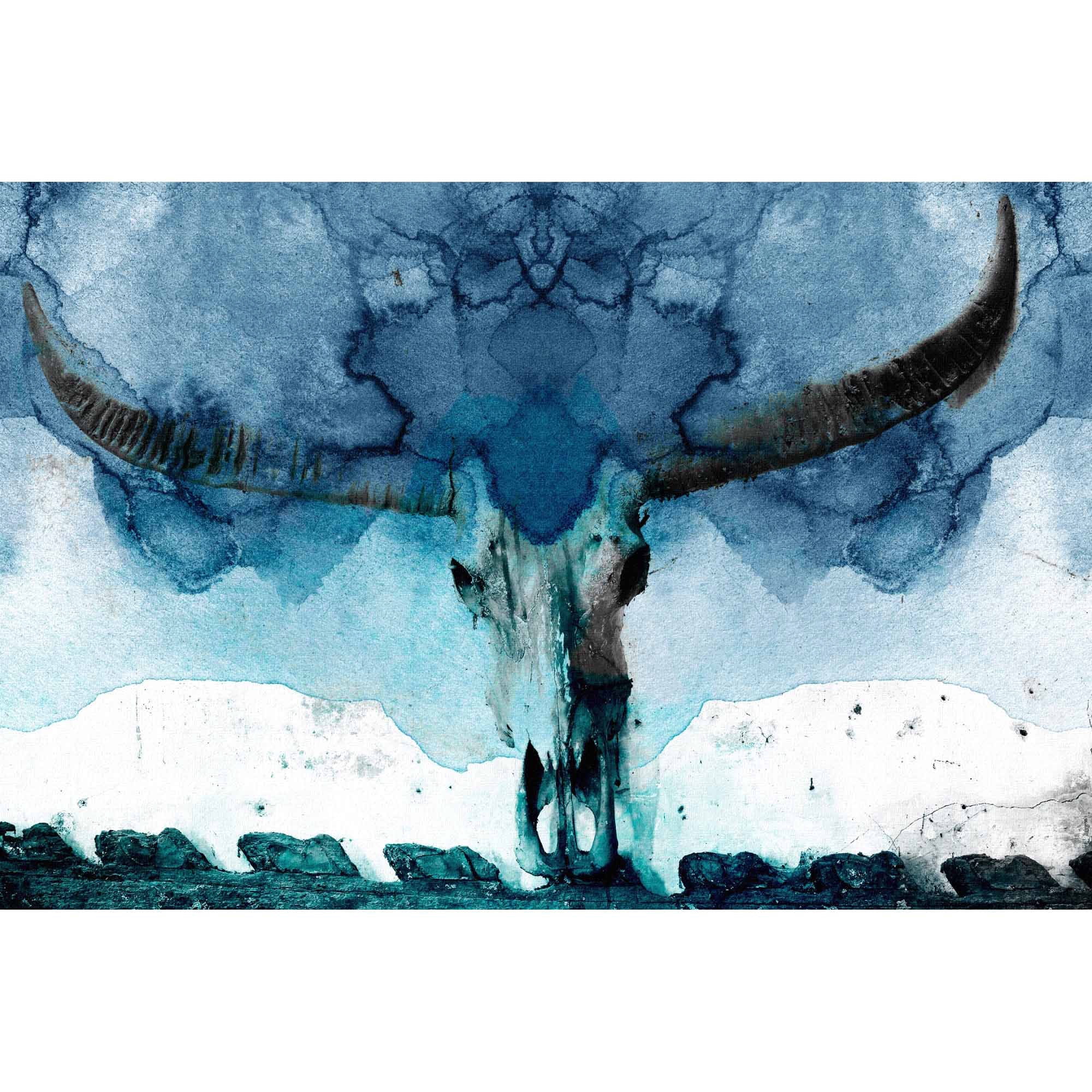 "Horned Blue" Painting Print on Wrapped Canvas