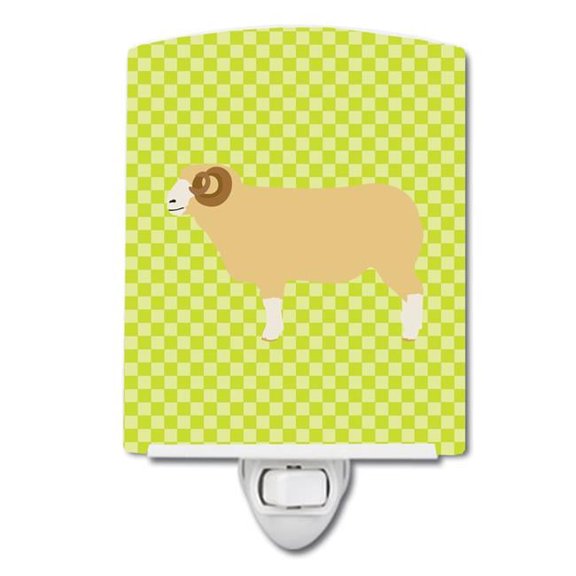 Horned Dorset Sheep Green Ceramic Night Light