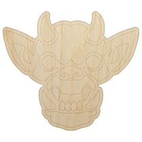 Horned Gargoyle Head Wood Shape Unfinished Piece Cutout Craft DIY Projects - 4.70 Inch Size - 1/8 Inch Thick