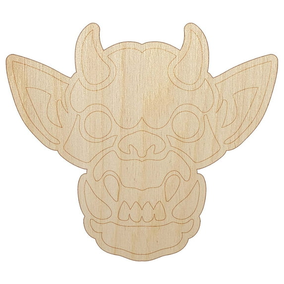 Horned Gargoyle Head Wood Shape Unfinished Piece Cutout Craft DIY Projects - 6.25 Inch Size - 1/4 Inch Thick