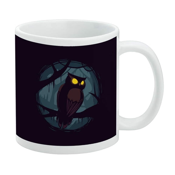 Horned Owl Night Eyes White Mug