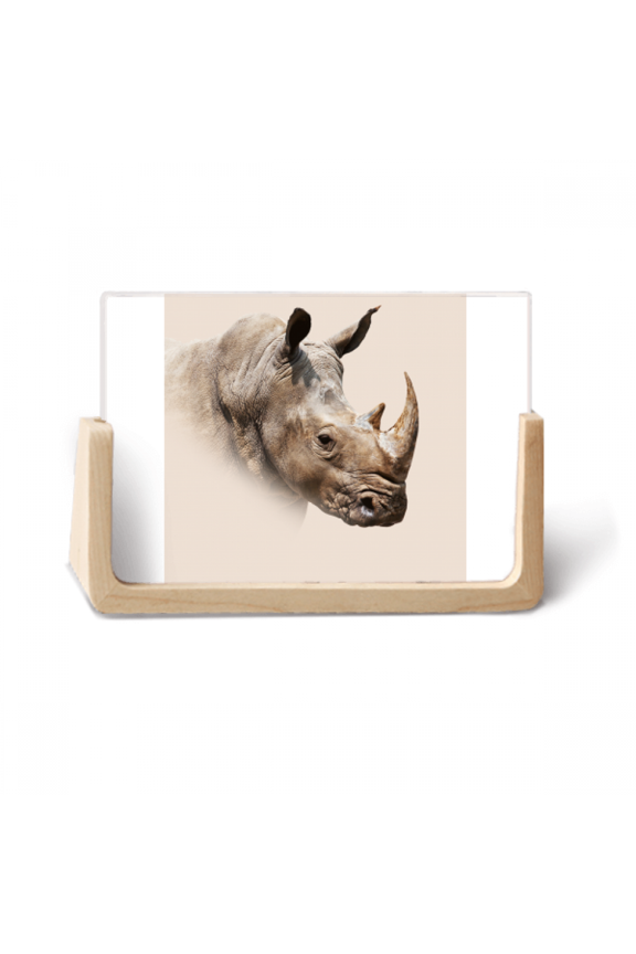 Horned Rhinoceros Ear Body Photo Wooden Photo Frame Tabletop Display