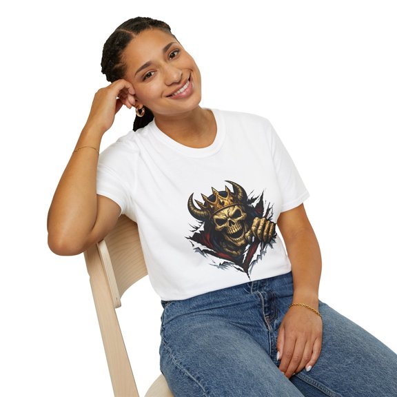 Horned Skull Crown Dark Fantasy Street Gothic Demon Unisex Softstyle T-Shirt