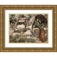 thumbnail image 1 of Hornel, Edward Atkinson 24x19 Gold Ornate Wood Framed with Double Matting Museum Art Print Titled - Milling Grain, Ceylon, 1 of 4