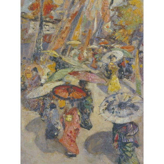 Hornel Street Scene Tokyo Japan Parasol Painting Extra Large Art Print Wall Mural Poster Premium XL