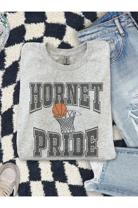 Hornet Pride Basketball Shirt School Spirit Game Day Tee Distressed Sports Team Graphic Te